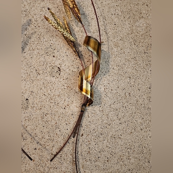 Set Of 2 Wheat Stalk Metal Art Wall Hanging Brass & Copper MCM Sculpture 30” - Picture 6 of 6